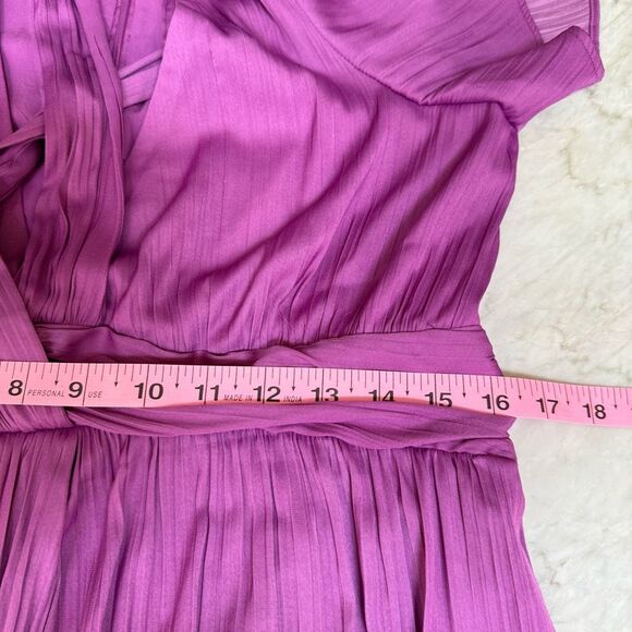 Anthropologie Deep V-Neck Vibrant satin Mini Dress size 10 - Picture 11 of 12